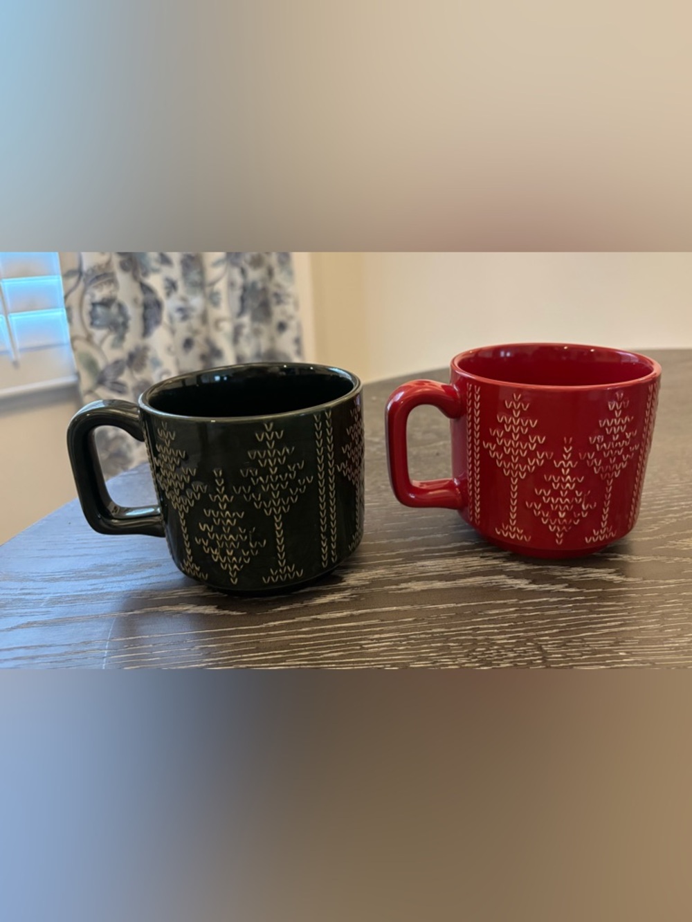Hearth & Hand With Magnolia Set of 2 14oz Holiday Mug Fairisle Green/Red - Picture 2 of 4